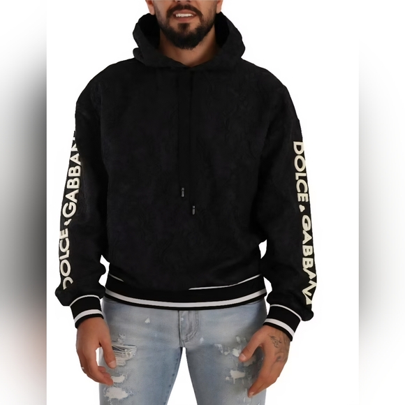 Dolce & Gabbana Black Hoodie with White Accents